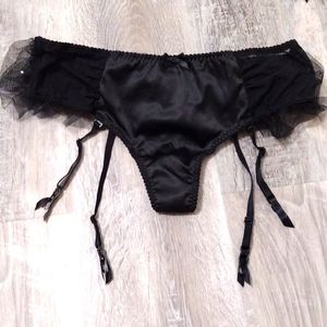 Victoria's Secret Large Thong Panty with black ruffles and Sequins